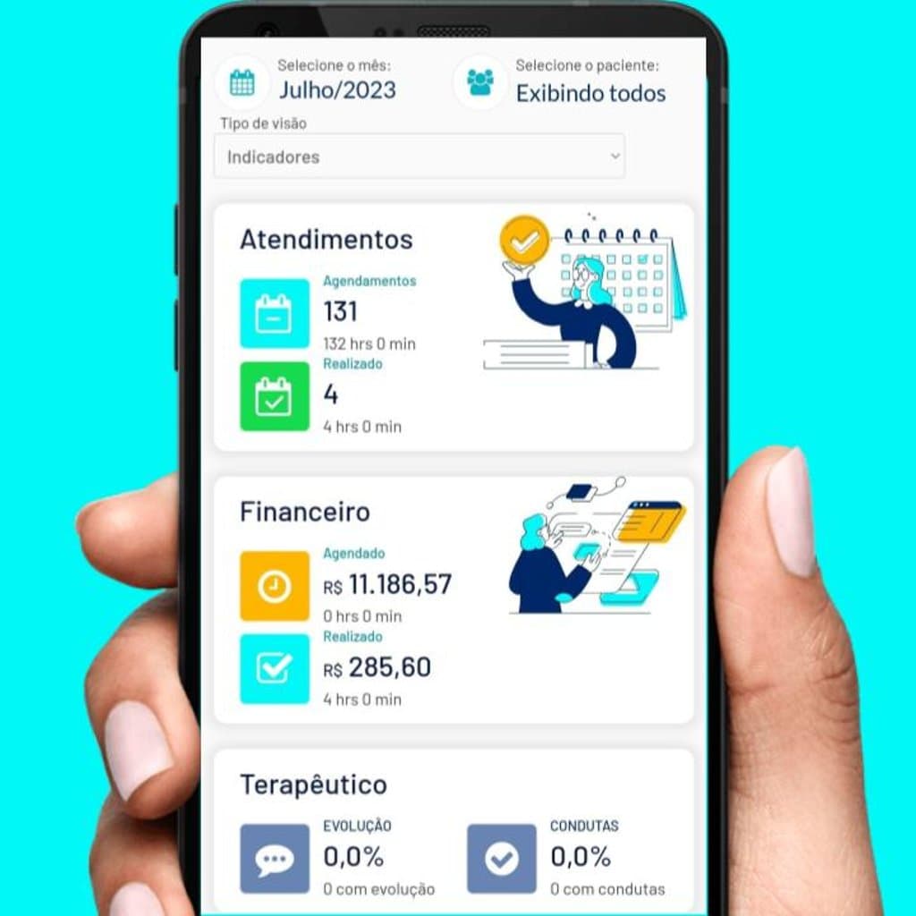 Mão segurando celular com o app do profissional